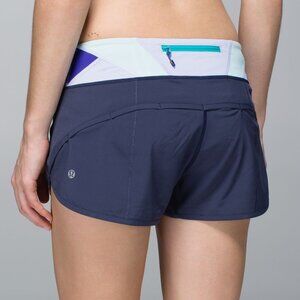 Lululemon Run: Speed Short *4-way Stretch Cadet Blue / Su14 Quilt 28 Size 6